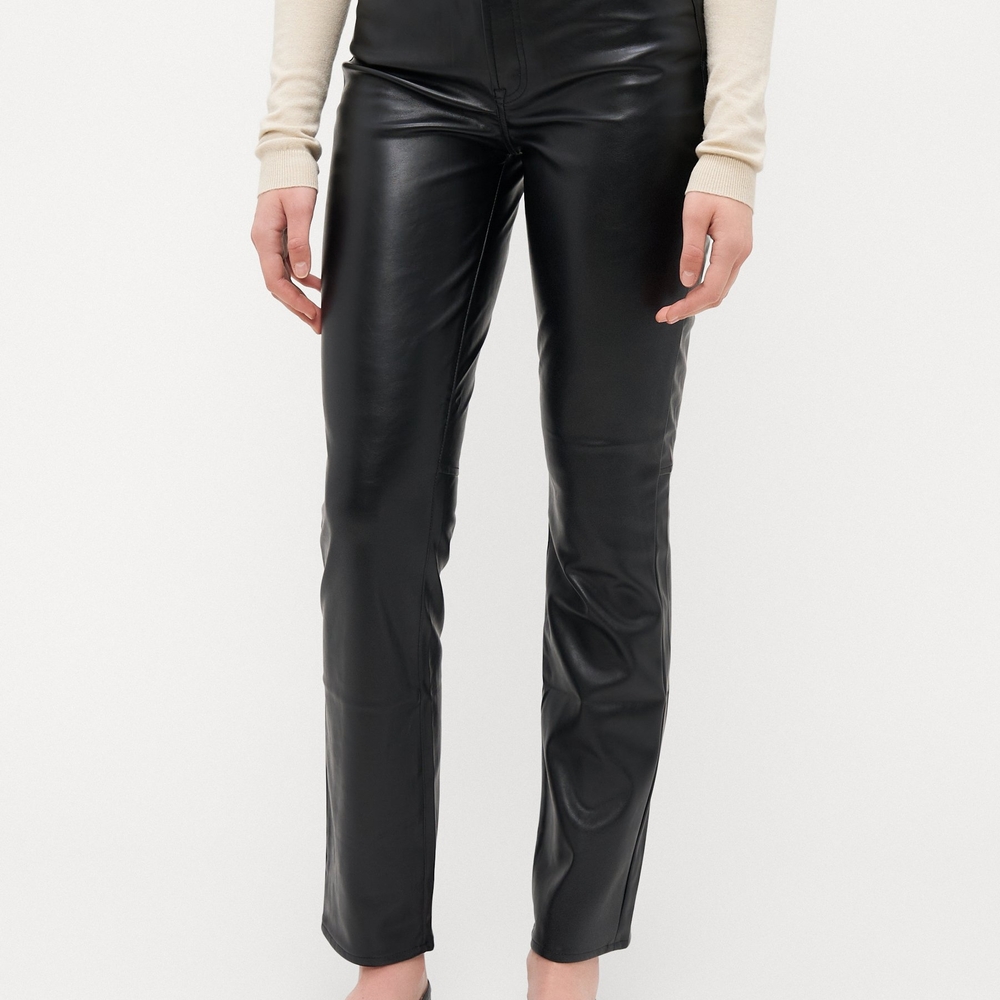 GAP Black Faux Leather Straight Leg Pants